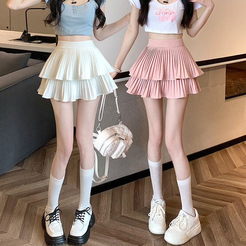 ファッション雑貨・小物その他 NOTHINGEVERYTHING : 25SS / PLEATED SHORT LAYERED SKIRT Double layered pleated skirt new high waisted short skirt