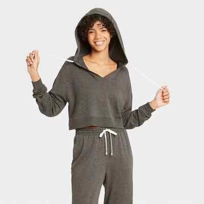 Women's Lightweight Thin French Terry Lounge Hoodie - Colsie Gray Size Large