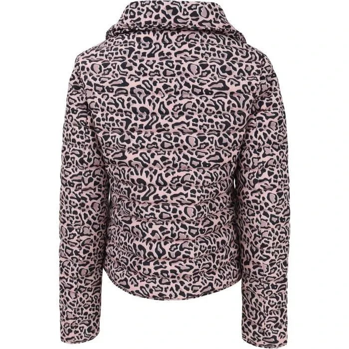 Doudoune Courte Print Léopard Beige Rosé Femme Taille 38