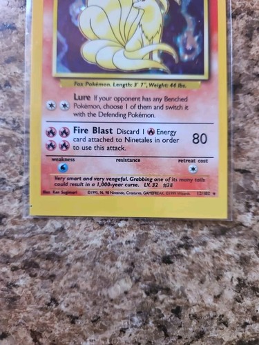 Pokemon Base Set Unlimited Nine Tails 12/102 Miscut/square Cut/NFC LP - Picture 5 of 8