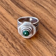 Peruvian RING Handcrafted Sterling Silver 925 with Green stone