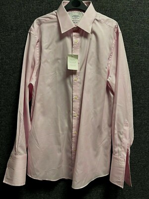 Charles Tyrwhitt Chilton Pink Silk Road End on End Slim Fit 17'' TD111 QQ 06
