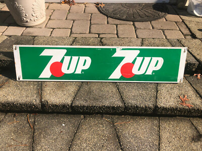 Large Vintage 7UP Soda Pop Metal Store Display Rack or Cooler Panel Sign