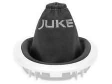 SCHALTMANSCHETTE FÜR NISSAN JUKE 2010-2019 SCHALTSACK LEDER STICKEREI GRAU