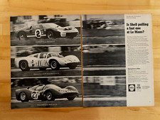 1966 Print Ad Shell Le Mans Ford Mark II Chevrolet Chaparral D2 Ferrari 330P3