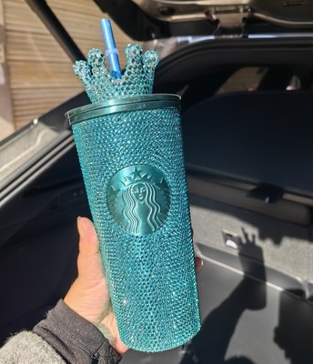 Starbucks 2024 New Thai Blue SS Rhinestone Cold Cups Diamond Tumbler +Crown 16oz