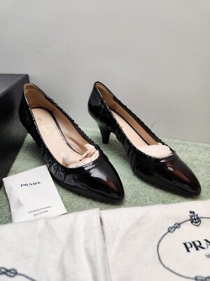 PRADA ブラック パンプス 36 Prada Sz 6.5 (36 1/2) Black Pumps 2 in Heels Vernice Soft Nero