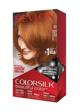 Revlon Colorsilk #53 Light Auburn, Permanent Hair Dye with Keratin 