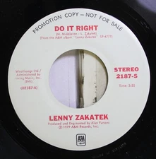 Rock Promo Nm! 45 Lenny Zakatek - Do It Right / Viens On A & M Records