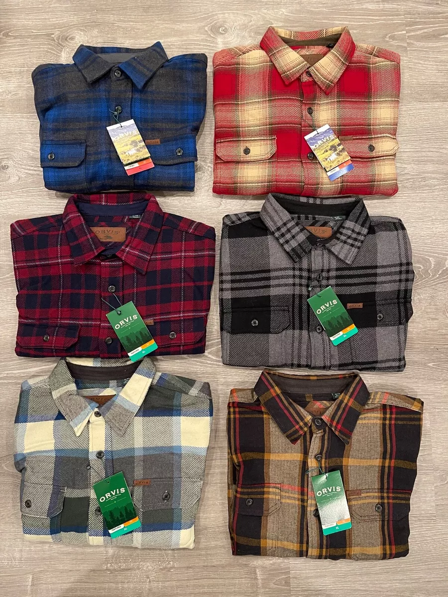 NEW! Orvis - Heavy Weight Flannel Shirts - Plaid - Red, Green