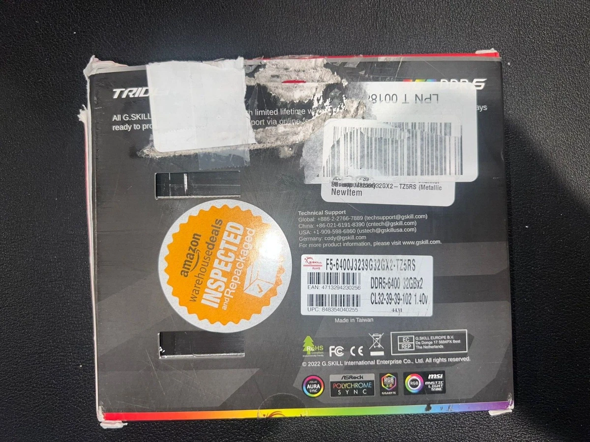 G.SKILL Trident Z5 RGB 32GB (2x16GB) PC5-51200 (DDR5-6400) DIMM CL32 Memory