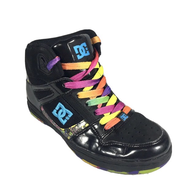 black and purple dc shoes