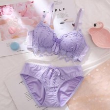 Push Up Lingerie Bra and Panties Lace Wireless Bra Briefs Female Underwear Set