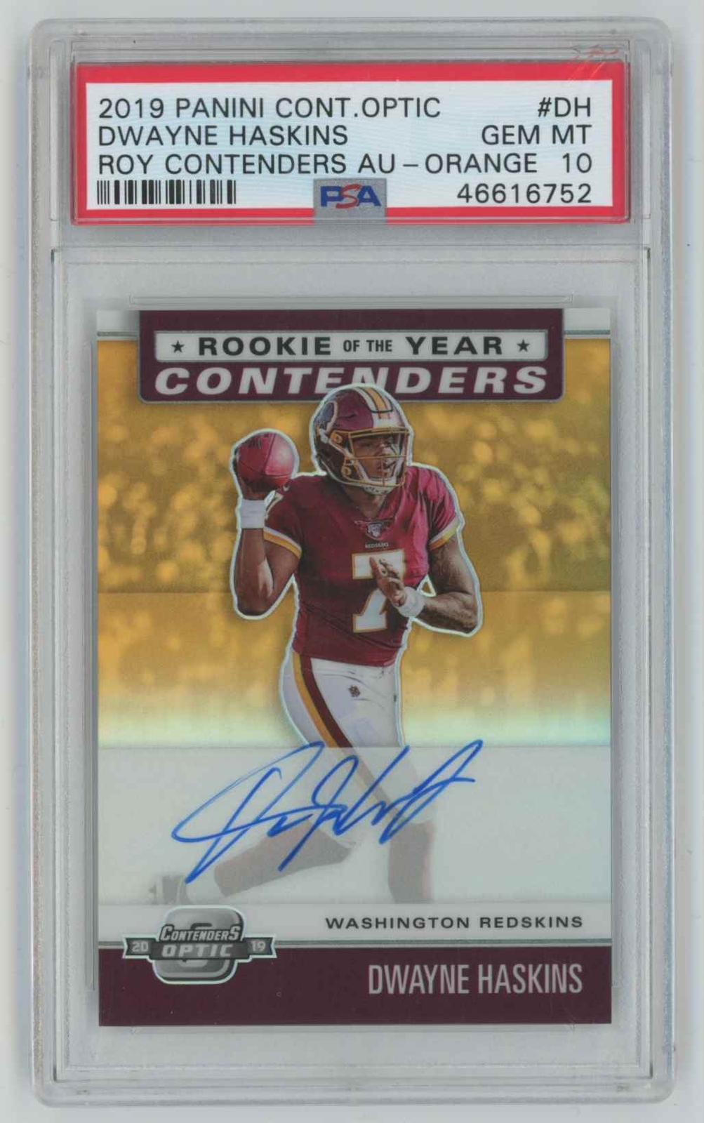 Dwayne Haskins Panini Contenders Optic Rookie of the Year Contenders Autographs #DH Orange