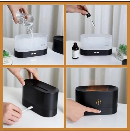 Fire Mist Humidifier With Led Flame Lightint And Aroma Diffiser Essential Oil - Picture 4 of 7