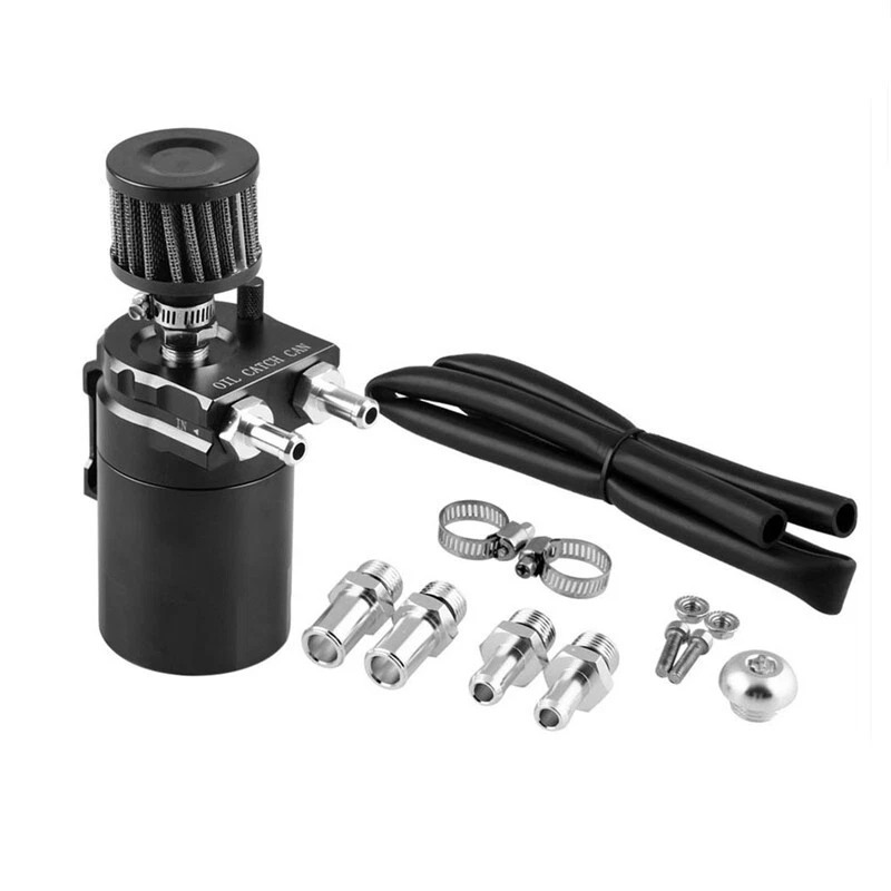 Черный автомобильный 2-портовый сепаратор резервуара бака масла с дыхательным фильтром - Изображение 2 из 4