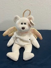 Retired TY HALO the Angel Bear Beanie Baby Rare with Brown Nose Tag Errors