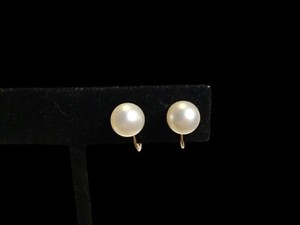 14k Yellow Gold White Round 8mm Pearl Stud Screw-Back Earrings