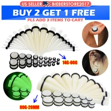 12-60PCS Acrylic Ear Stretching Kit Glow in the Dark Ear Taper Plug Set 14G-20MM