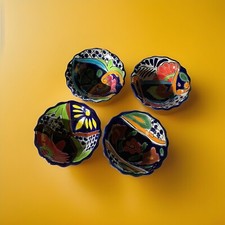 Multicolor Talavera Mexican Art Pottery Condiment Bowls -Lead Free