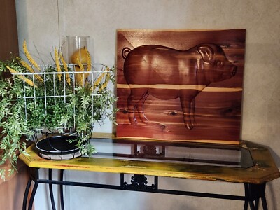 Farmhouse 3D Pig Relief Carving Kitchen Decor