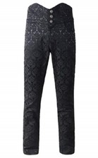Men's Obscura Trousers Pants Steampunk Black Brocade Vintage Gothic Victorian/US