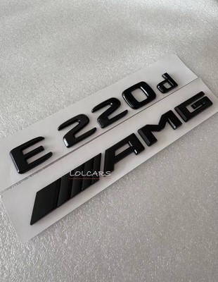 Glanz Schwarz E220d AMG Auto Buchstabe Nummer Heck Boot Badge Emblem für Mercedes Benz
