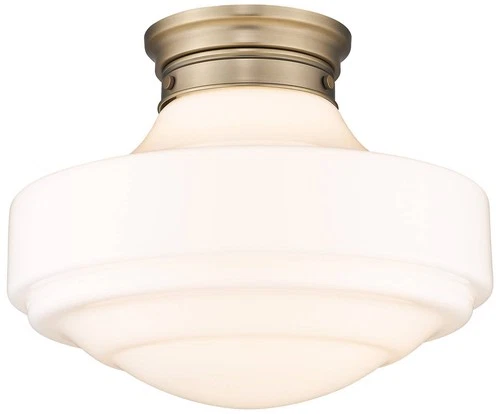 Ingalls 16" Wide Modern Brass White Glass Ceiling Light - Picture 2 of 5