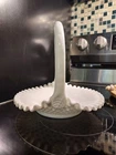 Vintage Fenton Milkglass Hobnail Ruffled Edge Flower Basket