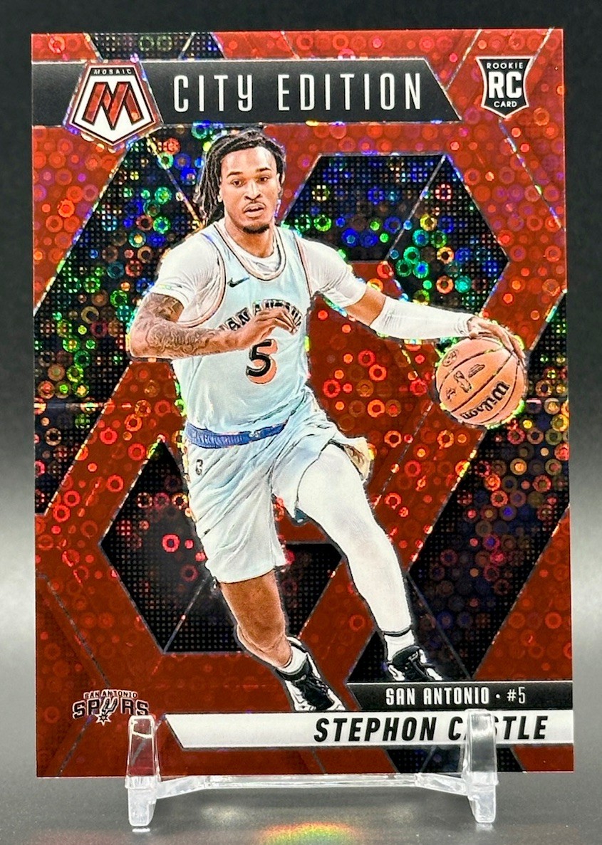 2024-25 Panini Mosaic STEPHON CASTLE CITY EDITION RED DISCO /99 (RC) Spurs #290