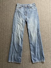  Denim Raw Hem Ultra High Waist Wide Leg Jeans Womens Size 4 Blue