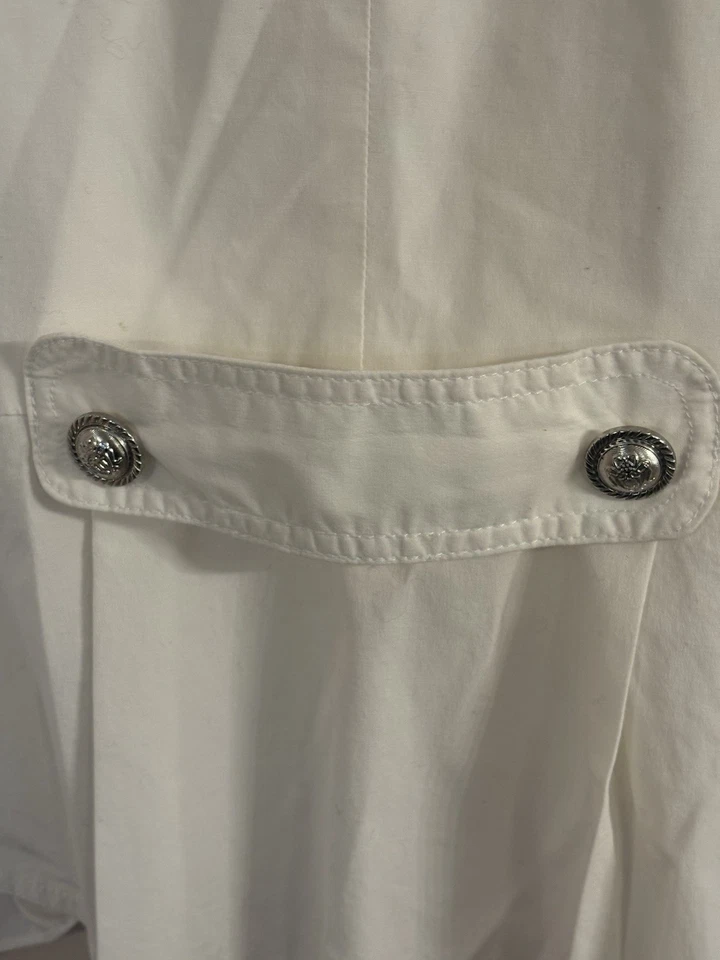 Chaqueta Inc Abrigo Azul Volantes Estilo Militar Botón Delantero Talla Grande Foto 4 de 4