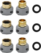 Anxingo 3 Sets Garden Hose Repair Kits, Fittings Aluminum Water Hose Ends Male a