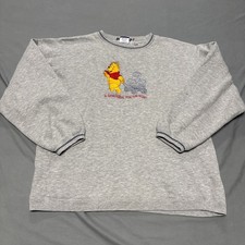 Vintage Disney Embroidered Winnie The Pooh Sweatshirt Large Gray