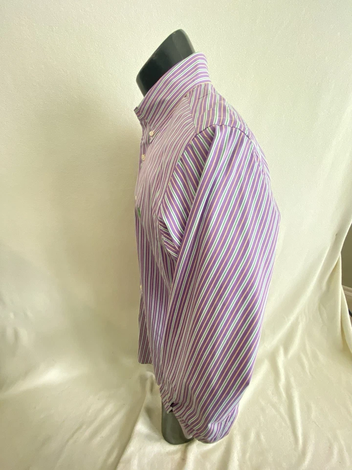 Camisa Polo Ralph Lauren Para Hombre 15.5x34/35 Calce Clásico Rayas Manga Larga Usada en Excelente Condición Foto 3 de 4