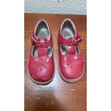L'Amour Mary Jane Shoes Girls Size 9 Red Leather T-Strap Floral 751