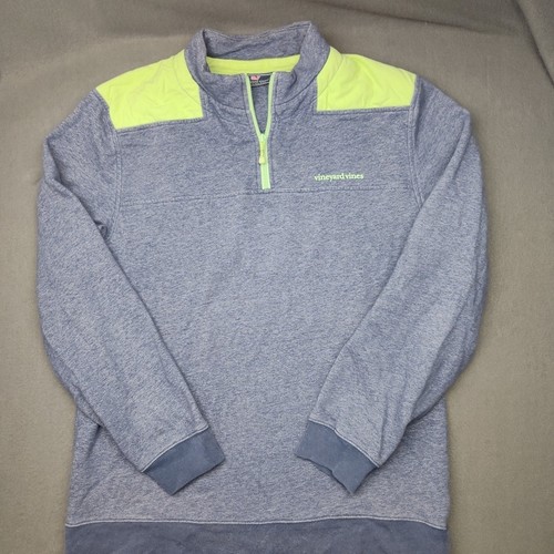 Vineyard Vines Sweater Mens Large Blue Green Shep Shirt Pullover Quarter Zip - Picture 2 of 12