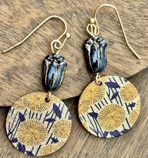 Sunflower Mandala Flower Earrings. Boho Chic
