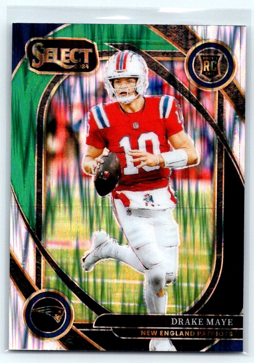 2024 Panini Select - Club Level Drake Maye #218 Black & Green Shock Prizm (RC)