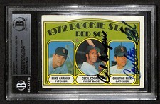 Carlton Fisk & Cecil Cooper Signed #79 1972 Topps Rookie Stars Card Beckett