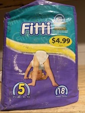 New Vintage Fitti Diapers 27 Pounds Size 5 Pack of 18