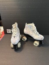 Double Row Four Wheel Roller Skates Colorful Lightning Leather Women US 6 EU 37