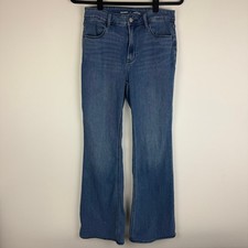 Old Navy Womens High-Rise Wow Flare Stretch Pockets Casual Medium Blue Jeans 8