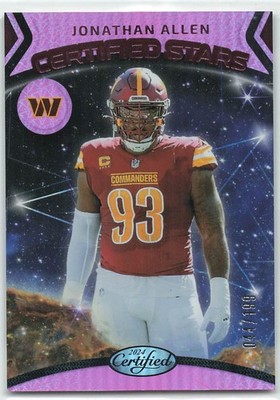 2024 Panini Certified #13 Jonathan Allen Certified Stars Mirror Pink #/199