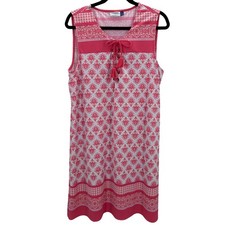 Talbots Cabana Life UPF 50 Geometric Print Sleeveless Tassel Tie Swim Dress XL