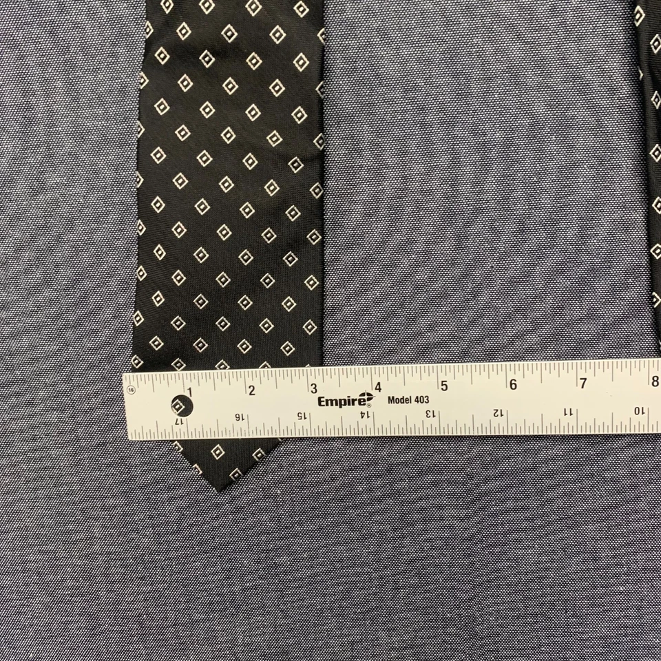 Corbata Altea Milano Para Hombre Talla 1 Negra Diamante Estampado Cuello Elegante Clásica Seda Foto 4 de 4