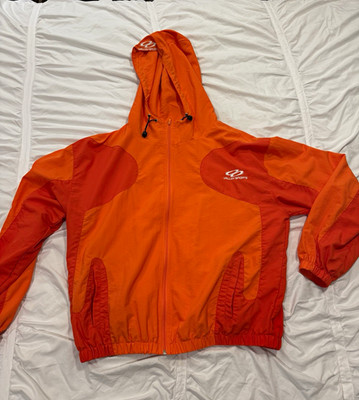 Valley Dreams Men s Orange Hooded Full Zip Windbreaker Jacket Size L