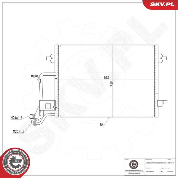 Esen SKV Kondensator Klimaanlage Klimakondensator Aluminium FüR Audi A4 1.6 1.8-image