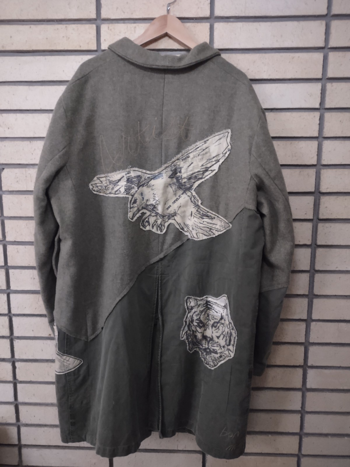 Greg Lauren 50/50 Army Tweed Trench Coat size 5 XXL - second product detail image