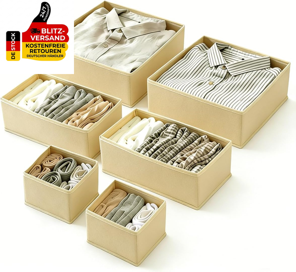 Schubladen Organizer 6Er Set, Waschbar Faltbar Aufbewahrungsboxen, StrapazierfäH-image